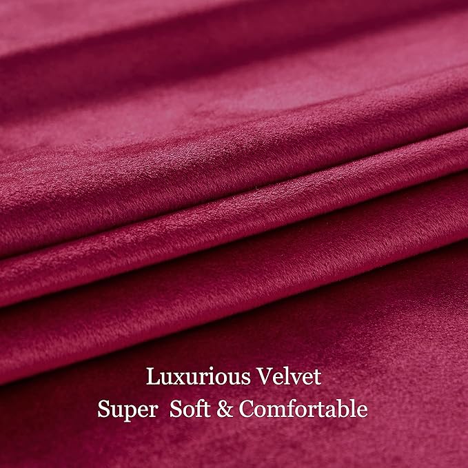 BULBUL Red Curtains 63 inch Length- Living Room Red Velvet Blackout Window - Image 5
