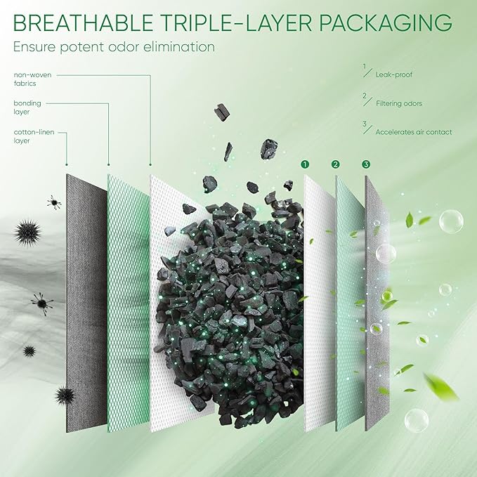 Activated Charcoal Odor Absorber, Large 500g W Hooks Nature Odor Eliminator - Image 4