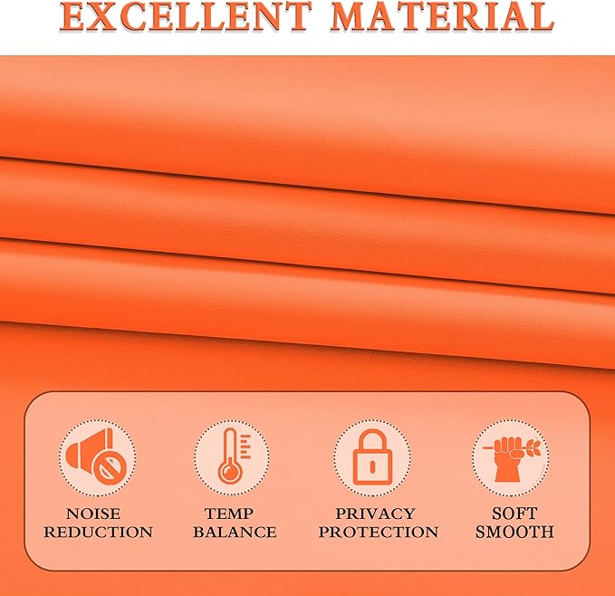 DONREN Extra 108 Inch Long Vibrant Orange Curtains - Image 4