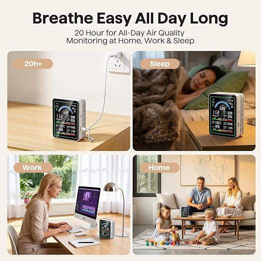 Air Quality Monitor Indoor, 10 in 1 Portable Smart Air Quality Tester - Image 6