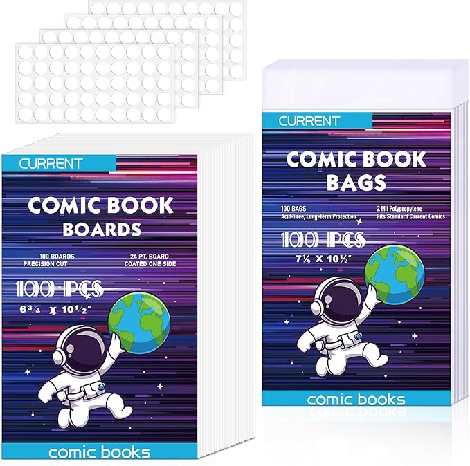 100 Pack Current Comic Book Bags and Boards, Thick Acid-Free Comic Books by YSCare