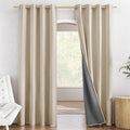 NICETOWN Cream 100% Blackout Linen Curtains 84 inch Long Burg by NICETOWN