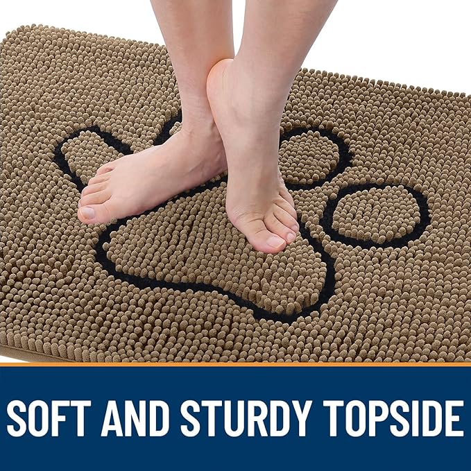 OLANLY Dog Door Mat for Muddy Paws 36x24, Paw Print Design, Absorbs Moisture - Image 4