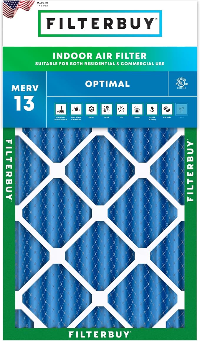 Filterbuy 12x24x4 Air Filter MERV 13 Optimal Smoke & Allergy Defense, by Filterbuy