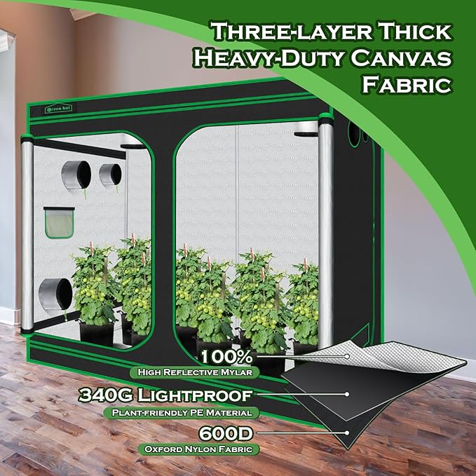 Grow Tent 96"x48"x78" 600D Mylar Hydroponic Indoor Grow Tent - Image 5