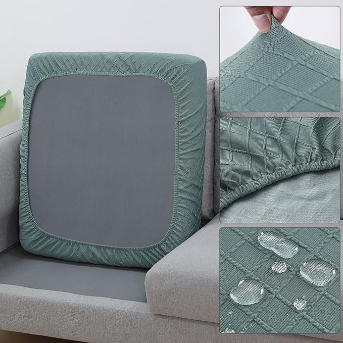 Fuloon Waterproof Seat Cushion Covers 2 PCS, Stretch Sofa Cushion Slipcovers - Image 3