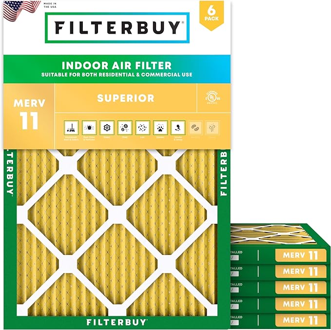 Filterbuy 16.5x21.5x1 Air Filter MERV 11 Superior Pet & Allergy Defense by Filterbuy