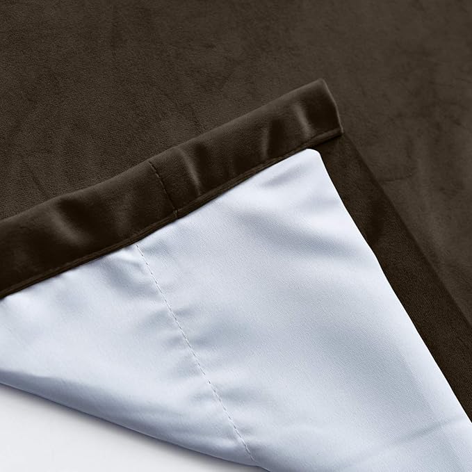 ChadMade Extra Wide Blackout Lined Premium Velvet Curtain Chocolate 120Wx72L - Image 5