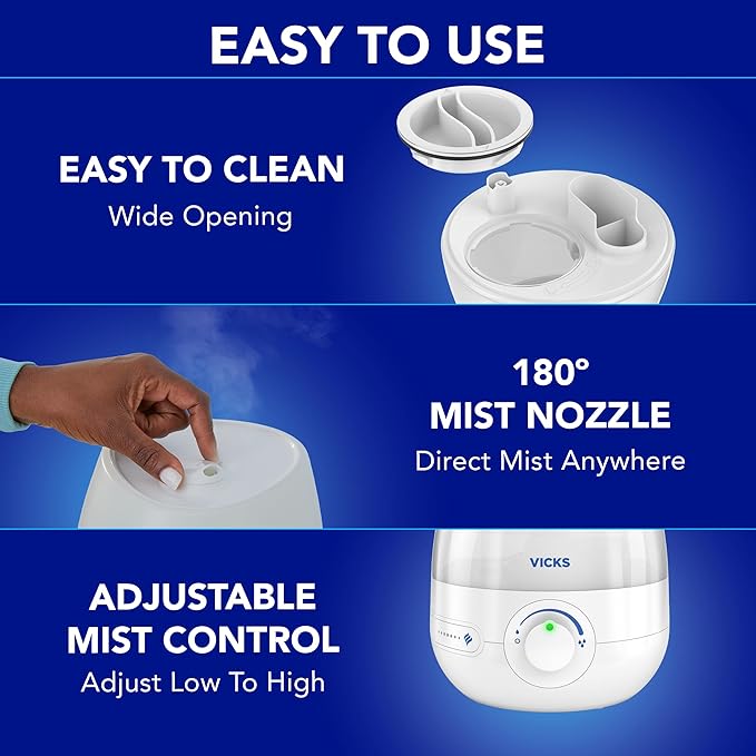 Vicks Mini Filter Free Cool Mist Humidifier, Small Room – Variable Mist Control - Image 6