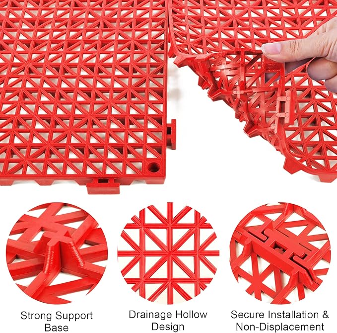 MYFAMIREA Modular Interlocking Cushion 12 Pack 11.8" x 11.8" Rubber Floor Tiles - Image 4