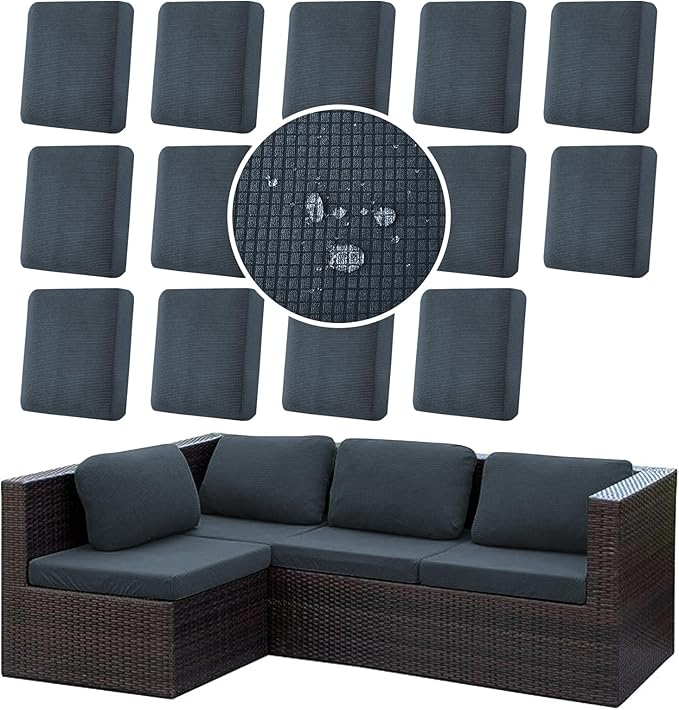 14Pcs Stretch Couch Cushion Covers, Water Resistant Outdoor Sofa Cuhsion Cover by CALBODE