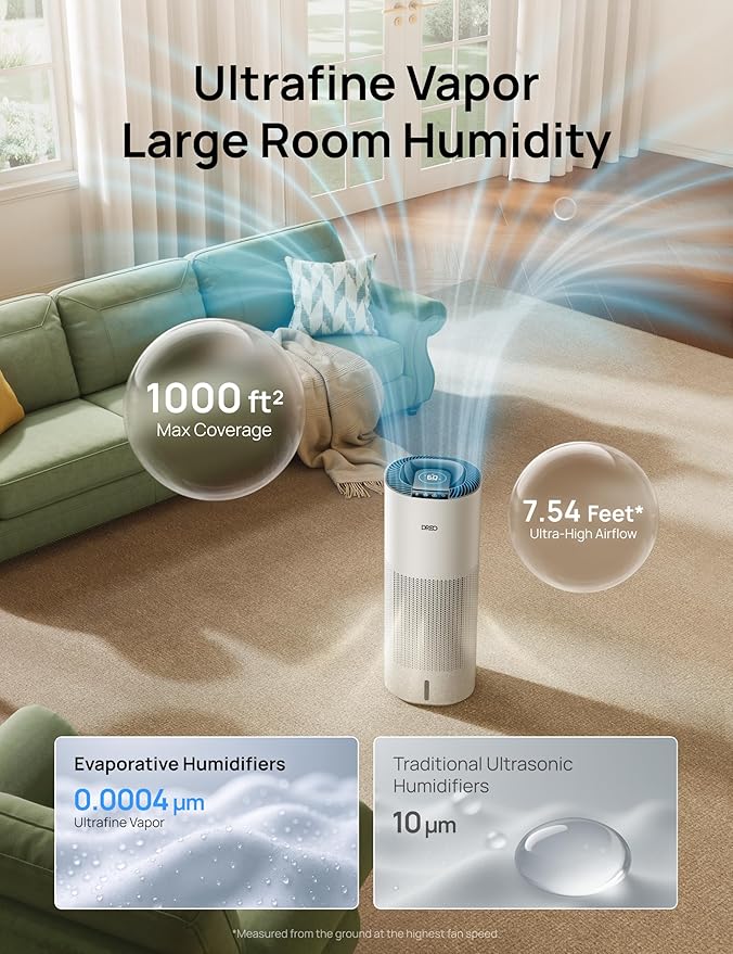 DREO Smart Evaporative Humidifier Large Room up to 1000ft², 800ml/h High Output - Image 3