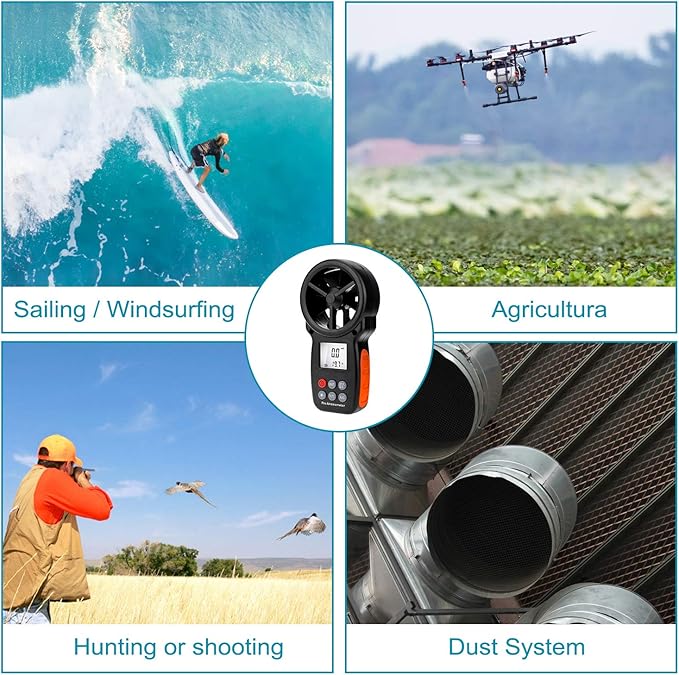 Anemometer Handheld AP-007, CFM Flow Meter Wind Speed Gauge 14℉-113℉ Wind - Image 6
