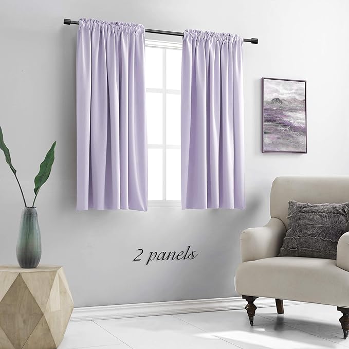 DONREN 48 Inch Curtains Light Purple Curtains - Image 2