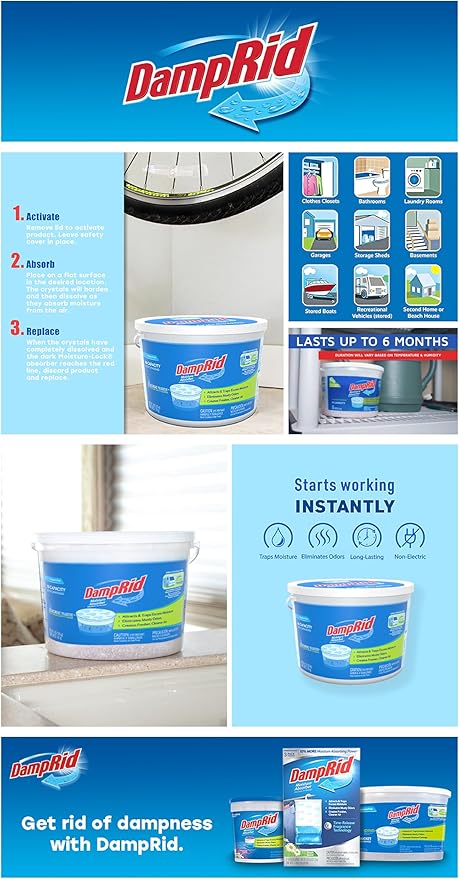DampRid Moisture Absorber Hi-Capacity Bucket, 4 lb., Fragrance Free, - Image 6