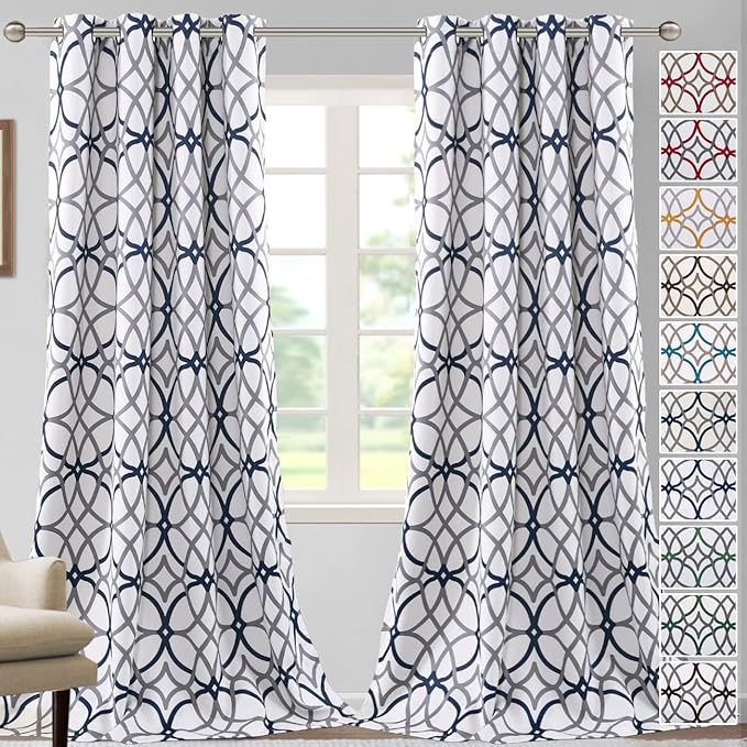 H.VERSAILTEX Blackout Curtains Printed Design 96 Inch Length 2 Panels Set by HVERSAILTEX