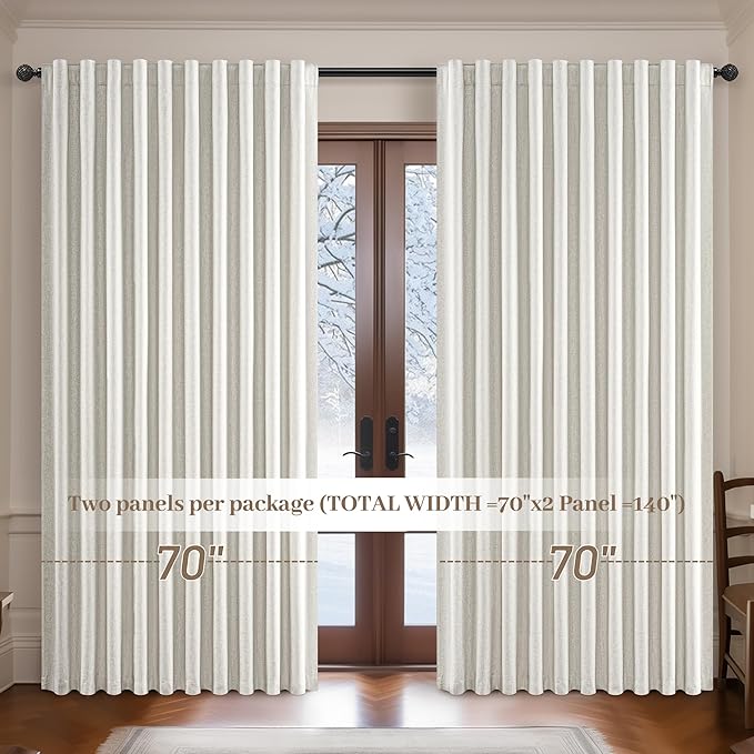 Butter Cream Extra Wide 70 Floor to Ceiling Blackout Curtains - Image 7
