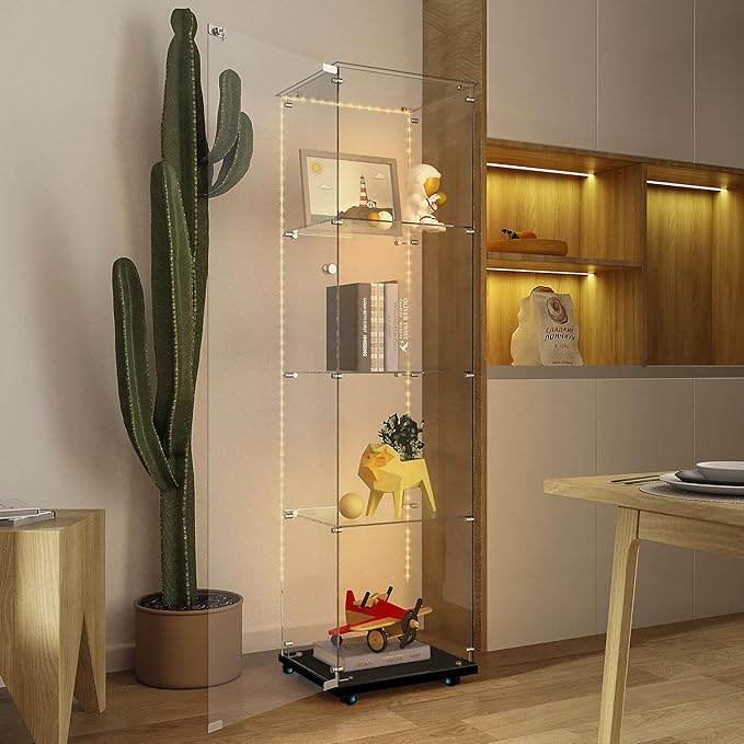 Yoluckea 4-Tier Glass Display Cabinet - Image 5
