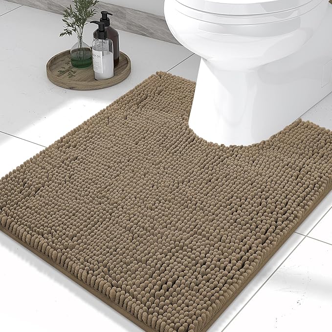 Smiry Luxury Chenille Toilet Rugs U-Shaped 24x20, Soft Absorbent Non-Slip by Smiry
