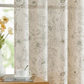 jinchan Floral Linen Curtains for Living Room 84 Inch Length Green Flower by JINCHAN