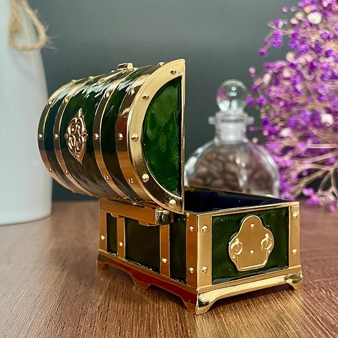 Retro Jewelry Box Arched Vintage Rectangular Metal Chest Necklace Ring Earrings - Image 5