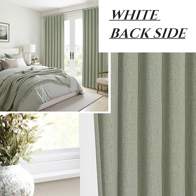 Sage Green Blackout Linen Curtains 96 Inches Long - Image 7