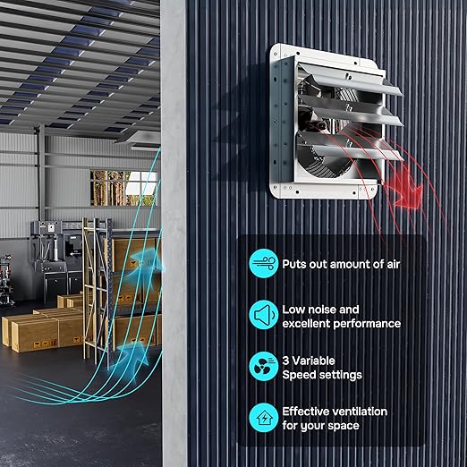Simple Deluxe 18 Inch Wall Mounted Shutter Exhaust Fan, 1400 RPM, 2000 CFM - Image 5