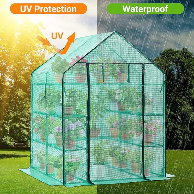 Greenhouse for Outdoors with Screen Windows, Ohuhu Upgraded 4 Tiers 11 Shelves - Image 4