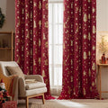 NICETOWN 2 Panels Christmas Red Rod Pocket Curtains 52 x 95 Inch, Festive Room by NICETOWN