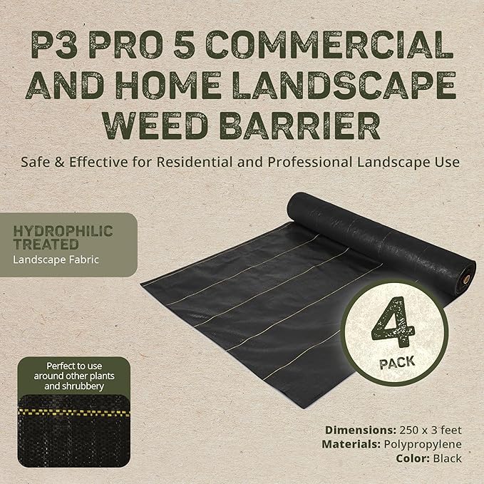 Dewitt 4-Pack Pro-5 Weed Barrier Fabric 5 oz, 3 x 250 Feet – Heavy-Duty Woven - Image 4
