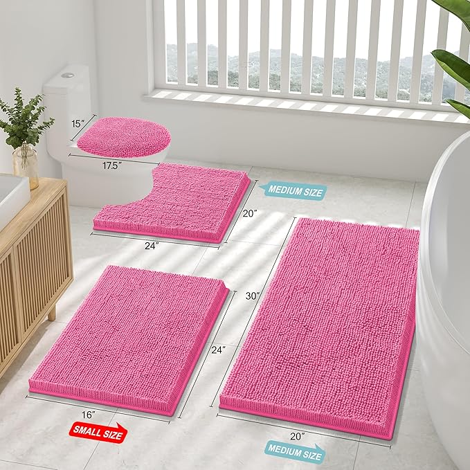 Smiry Luxury Chenille Bathroom Rugs 44x24, Extra Soft and Absorbent Shaggy Bath - Image 2