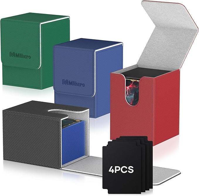 Mlikero 4 Pack Card Deck Box, Commander Deck Box Holds 400+ Single Sleeved Cards by Mlikero