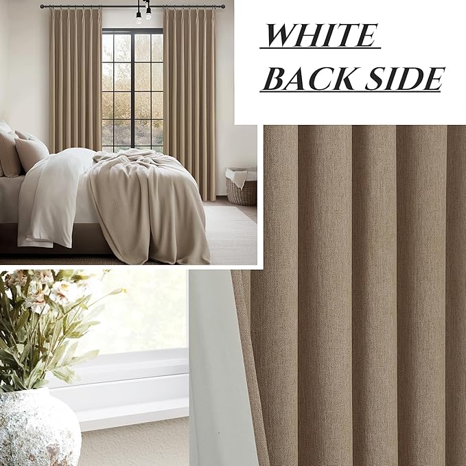 RustBrown Linen Pinch Pleated Curtains 100 Inches Long Heavy Duty Thermal - Image 7