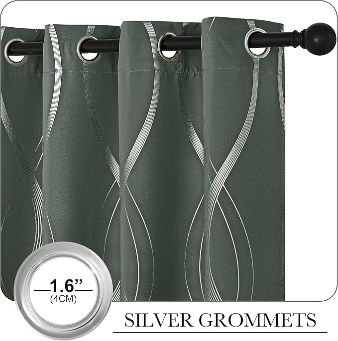 NICETOWN Blackout Curtains 84 inch Length 2 Panels Set, Dark Mallard, Noise - Image 3