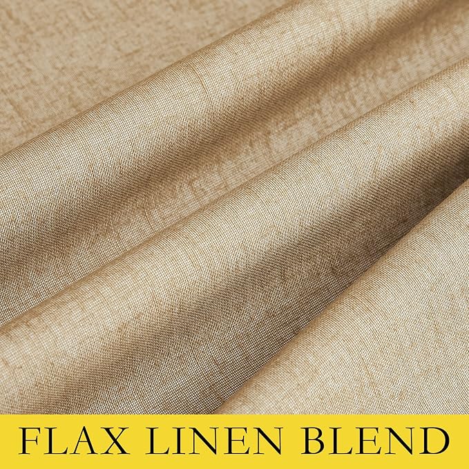 NICETOWN 100% Blackout Camel Linen Curtains 90 inches Length - Image 7