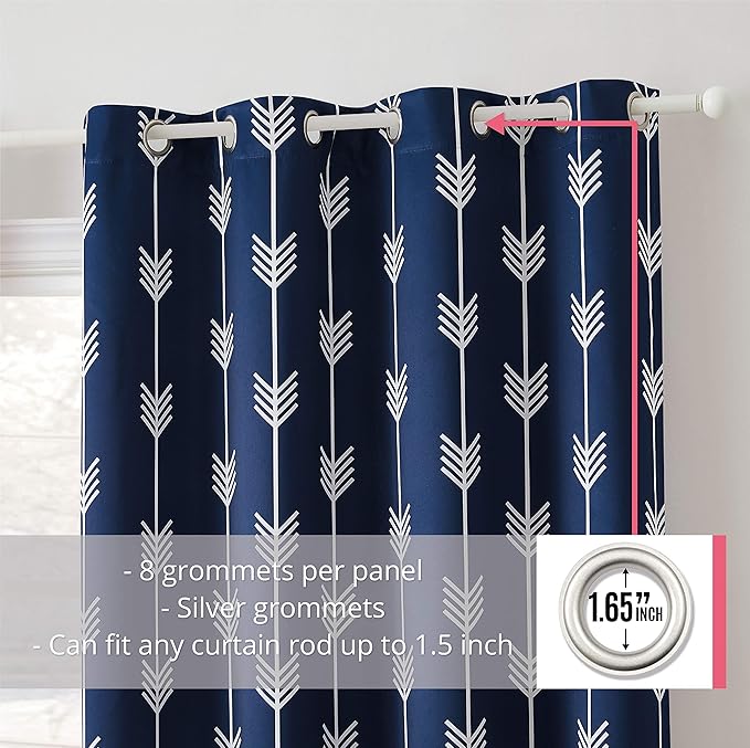 HLC.ME Arrow Printed Blackout Room Darkening Thermal Grommet Window Curtain - Image 2