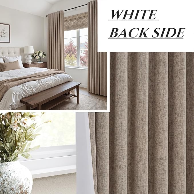Dark Flax Extra Long Custom 102 Inch Curtains, 100% Blackout Curtains - Image 7