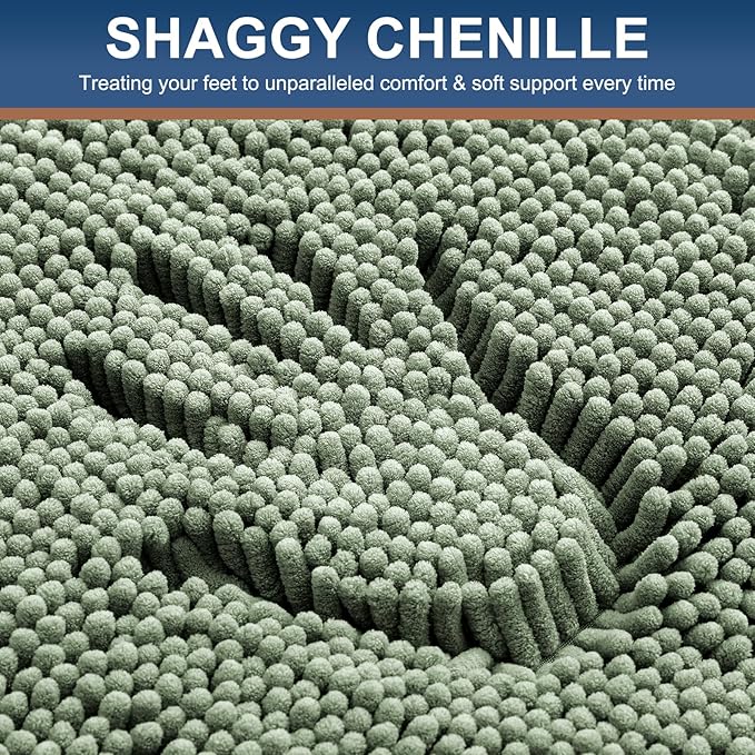 Smiry Luxury Chenille Bathroom Rugs 34x21, Extra Soft and Absorbent Shaggy Bath - Image 3