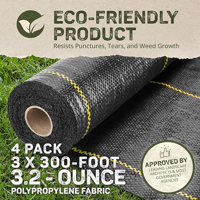 Dewitt 4-Pack Sunbelt Weed Barrier Fabric 3.2 oz, 3 x 300 Feet – Heavy-Duty - Image 4