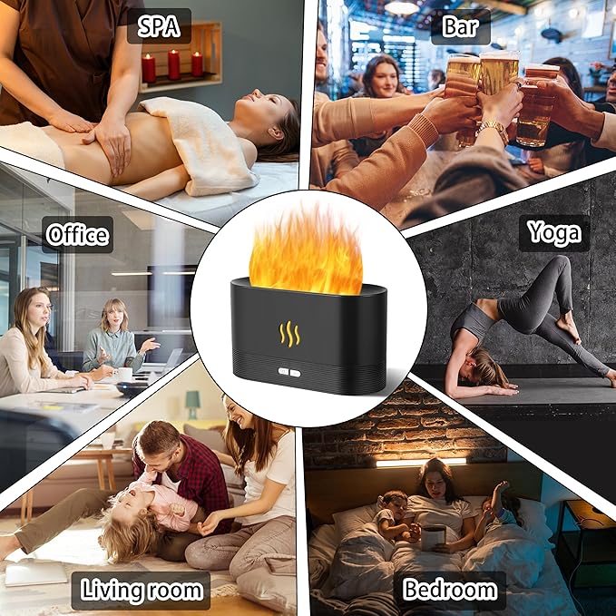 Flame Diffuser Humidifier-Auto Off 180ml Essential Oil Diffuser-2 Modes - Image 7