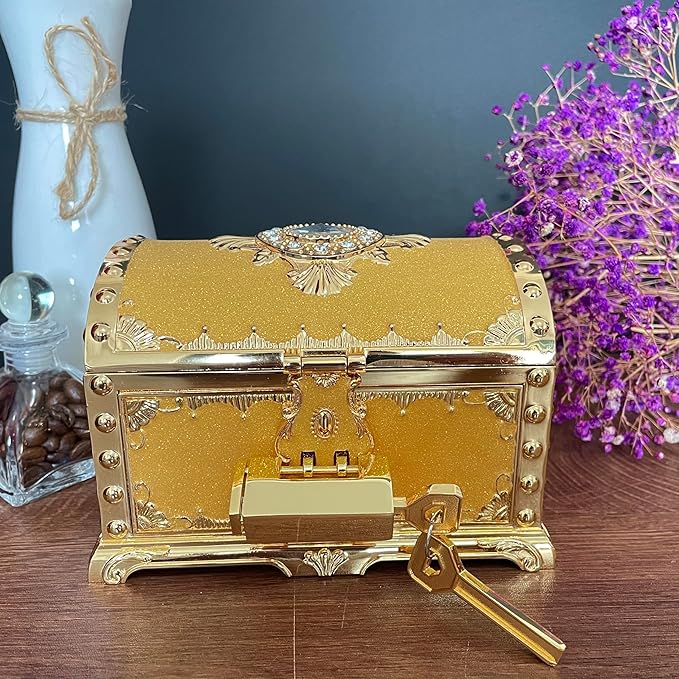 Retro Jewelry Box Arched Vintage Rectangular Metal Chest Necklace Ring Earrings - Image 2