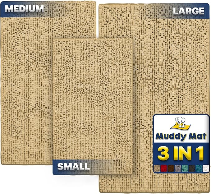 Muddy Mat® Pack of 3 Highly Absorbent Microfiber Dog Door Mat and Pet Rug by MuddyMat%C2%AE