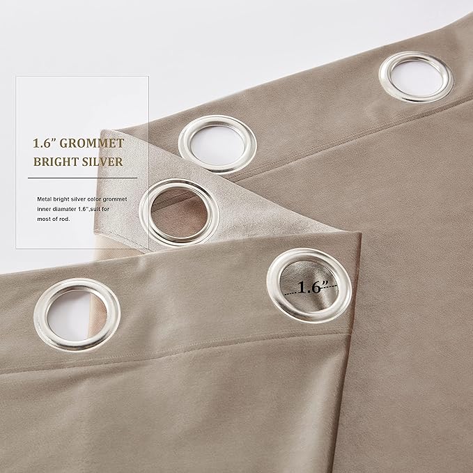 BULBUL Taupe Velvet Curtains 102 inches Long: Luxury Elegant Living Room Curtain - Image 3