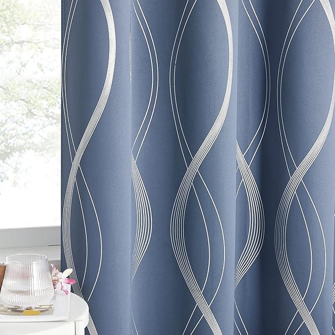 NICETOWN Blackout Curtains 72 inches Long, Stone Blue, 2 Panels, 42 x 72 Inch by NICETOWN