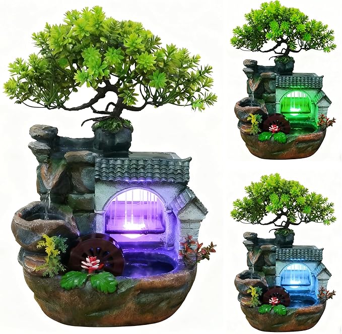 11" Desktop Fountain Rock Waterfall Humidifier by kunghei