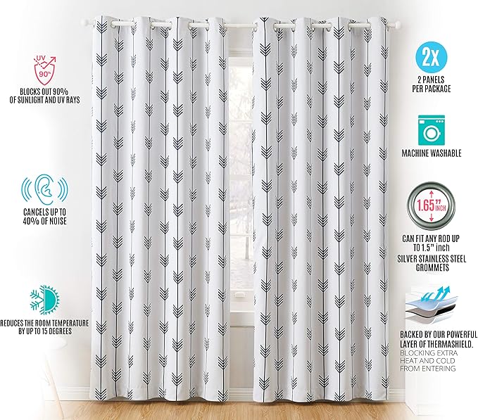 HLC.ME Arrow Printed Privacy Blackout Energy Efficient Room Darkening Thermal - Image 5