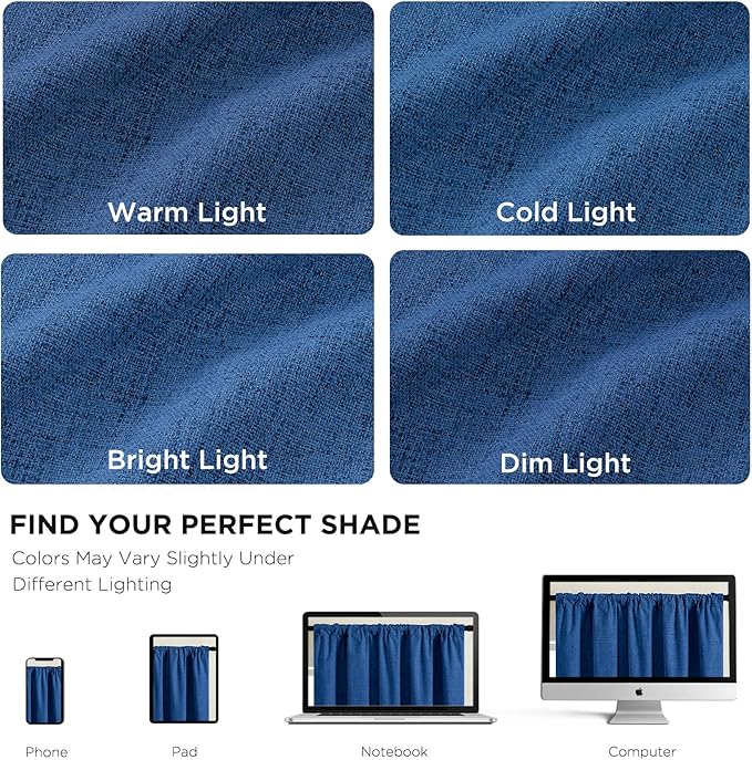 CUCRAF Linen 100% Blackout Curtains 120 Inch Length 2 Panels Set, Back Tab and - Image 4
