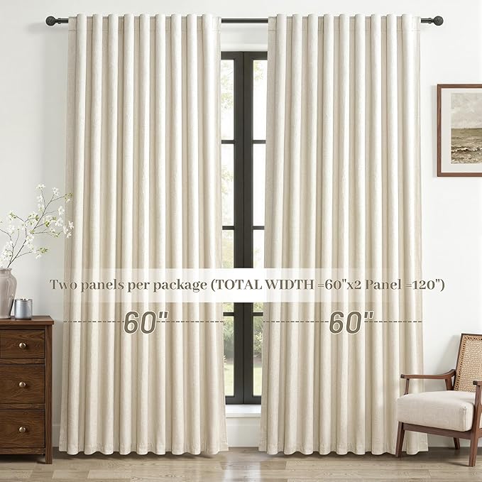 Cute Blackout Curtains 60 Inches Extra Wide Linen 96 Inch Length - Image 8