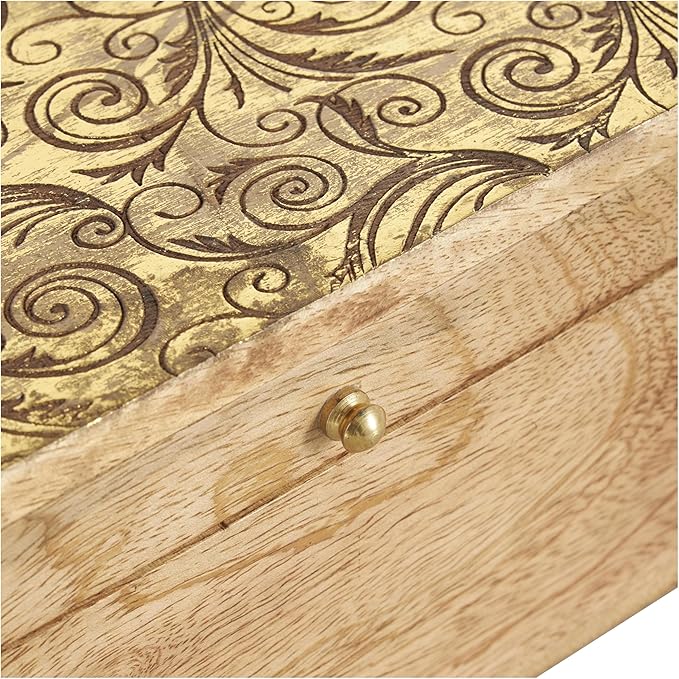 Deco 79 Mango Wood Scroll Handmade Decorative Box Storage Decorative Keepsake - Image 5