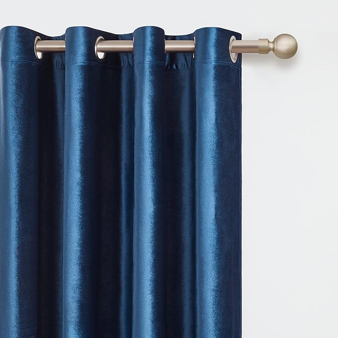 Navy Blue Decorative Velvet Curtains: 120 inch Dark Blue Elegant Living Room - Image 2